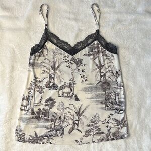SOMA Dark Gray and White Toile Print Camisole, XS